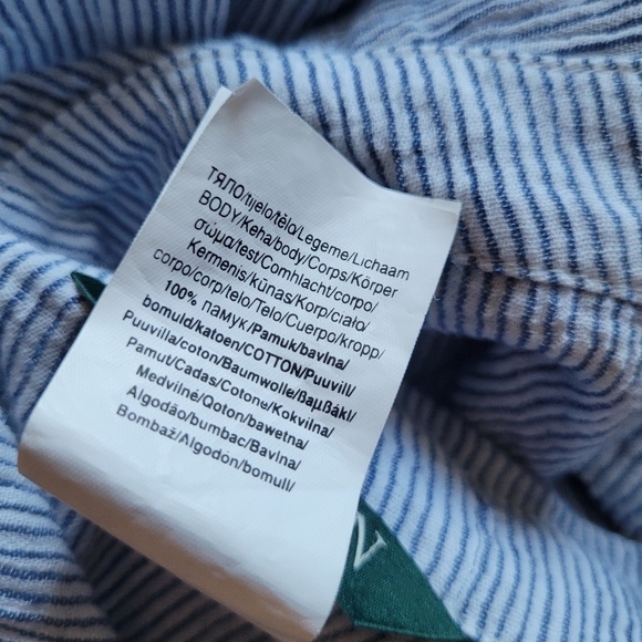 Ralph Lauren Light Blue and White Cotton Pinstripe Sleeveless Prairie Maxi Dress - Picture 9 of 9